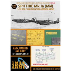 1 Man Army 1:32 Maski oznaczeń do Supermarine Spitfire Mk.Ia MID dla Kotare