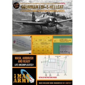 1 Man Army 1:24 Maski oznaczeń do Grumman F6F-5 Hellcat dla Airfix