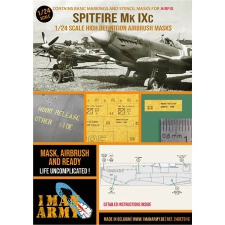 1 Man Army 1:24 Maski oznaczeń do Supermarine Spitfire Mk.IXc dla Airfix