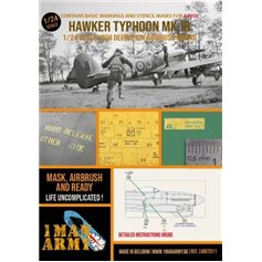 1 Man Army 1:24 Stencil masks for Hawker Typhoon Mk.Ib - Airfix 