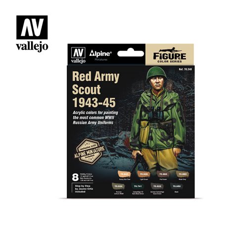 Vallejo 70248 Zestaw farb FIGURE COLOR SERIES + figurka RED ARMY SCOUT 1943-1945