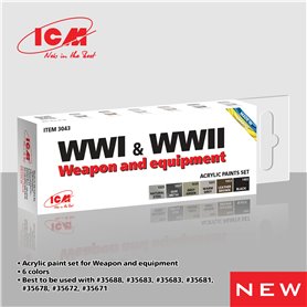 ICM 3043 Zestaw farb ACRYLIC PAINT SET WWI AND WWII WEAPON AND EQUIPMENT
