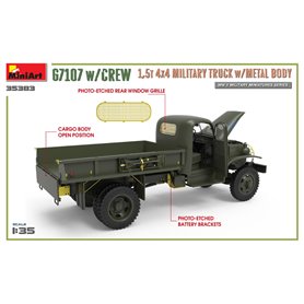 Mini Art 1:35 G7107 W/CREW 1.5T 4X4 MILITARY TRUCK W/METAL BODY