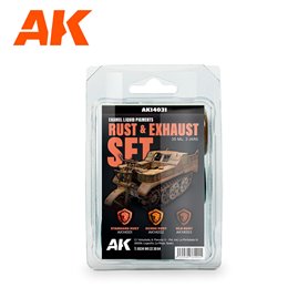 AK Interactive 14031 Zestaw ENAMEL LIQUID PIGMENTS Rust And Exhaust Set