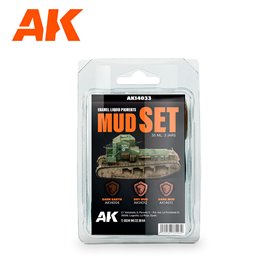 AK Interactive 14033 Zestaw ENAMEL LIQUID PIGMENTS Mud Set