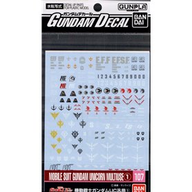 Bandai 57970 GUNDAM DECAL 107 MS GUNDAM UNICORN MULTIUSE 1 BL GUN57970