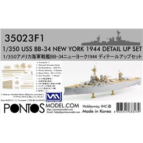 Pontos 35023FN USS BB-34 New York 1944 Detail Up Set (Teak Tone Deck) 1/350