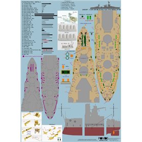 Pontos 1:350 Zestaw waloryzacyjny do USS BB-34 New York 1944 - DETAIL UP SET (TEAK TONE DECK)