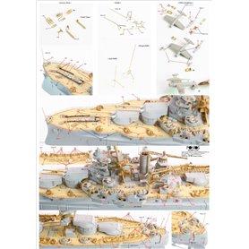 Pontos 1:350 Zestaw waloryzacyjny do USS BB-34 New York 1944 - DETAIL UP SET (TEAK TONE DECK)