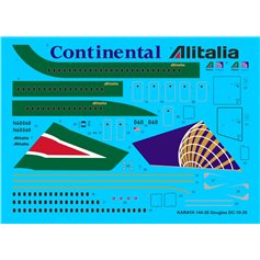 Karaya 1:144 Kalkomanie do MDD DC-10-30 - CONTINENTAL AIRLINES / ALITALIA 1994-96