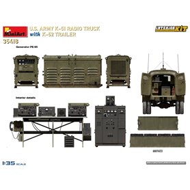 Mini Art 1:35 US Army K-51 - RADIO TRUCK W/K-52 TRAILER - INTERIOR KIT
