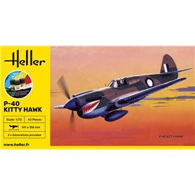 Heller 1:72 Curtiss P-40 Kitty Hawk - STARTER KIT - w/paints 