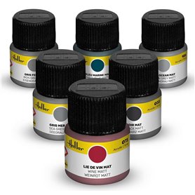 Heller 9405 Colour Set Navy Acrylic 6 X 12 ml + Brush, 027, 033, 073, 077, 092, 106