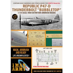 1 Man Army 1:24 Maski oznaczeń do Republic P-47D Thunderbolt BUBBLETOP dla Kinetic
