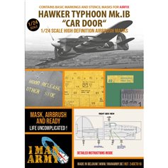 1 Man Army 1:24 Maski oznaczeń do Hawker Typhoon Mk.IB CAR DOOR dla Airfix