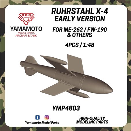 Yamamoto YMP4803 Ruhrstahl X-4 Early For ME-262 / FW-190 & Others 4 pcs.