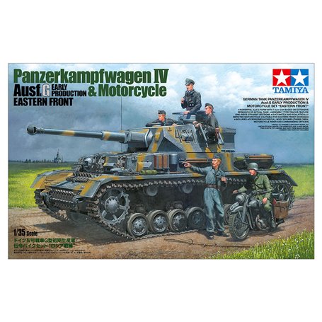 Tamiya 25209 1/35 German Tank Panzerkampfwagen IV Ausf.G Early Production & Motorcycle Set "Eastern Front"