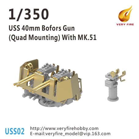 Very Fire USS02 1:350 USS 40MM BOFORS QUAD AA GUNS W/MK.51 - 6 zestawów