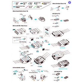 Very Fire VF700009 1:700 DETAIL UP SET do USS Missouri BB-64