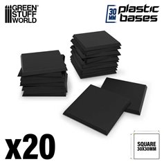 Green Stuff World Black Plastic Bases - Square 30 mm