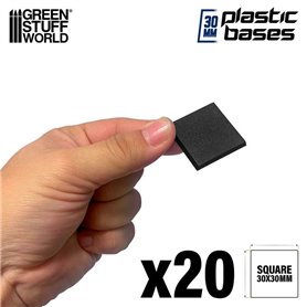 Green Stuff World Black Plastic Bases - Square 30 mm