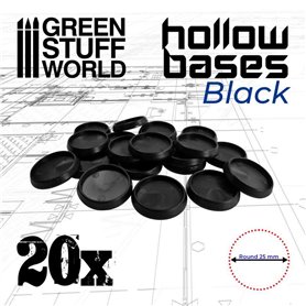 Green Stuff World HOLLOW PLASTIC BASES - BLACK - 25mm