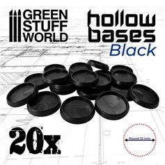 Green Stuff World HOLLOW PLASTIC BASES - BLACK - 32mm