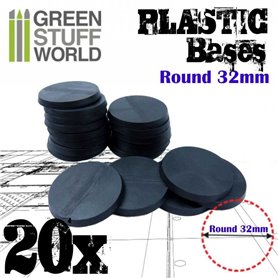 Green Stuff World ROUND PLASTIC BASES - BLACK - 32mm