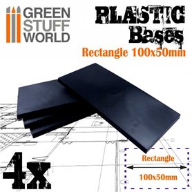 Green Stuff World RECTANGLE PLASTIC BASES - BLACK - 100mm x 50mm