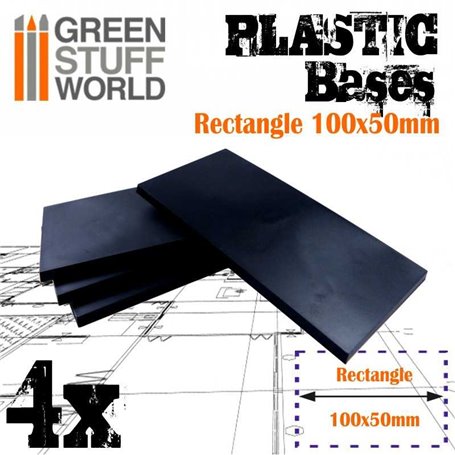 Green Stuff World Plastic Bases - Rectangle 100x50mm