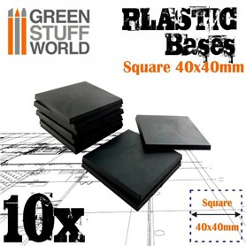 Green Stuff World SQUARE PLASTIC BASES - BLACK - 40mm