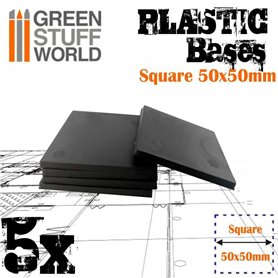 Green Stuff World SQUARE PLASTIC BASES - BLACK - 50mm