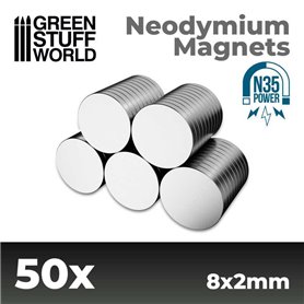 Green Stuff World NEODYMIUM MAGNETS N35 - 8x2mm - 50szt.