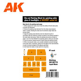 AK Interactive 35701 Die-Cut Painting Mask for Painting Cabin & Glass & Headlights of AK35001