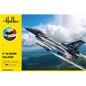 Heller 1:48 F-16 Dark Falcon - STARTER KIT - z farbami