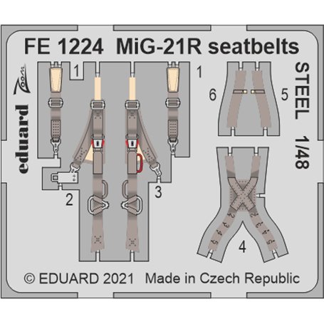 Eduard ZOOM 1:48 Pasy bezpieczeństwa STTEL do MiG-21R dla Eduard