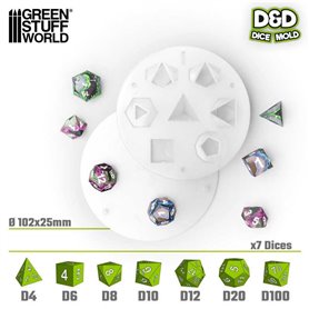 Green Stuff World Farba Silicon dice mold DnD 102x102mm