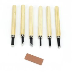 Modelcraft PCT1006 Dłuta do drewan WOOD CARVING TOOL SET W/SHARPENING STONE