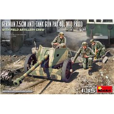 Mini Art 1:35 GERMAN 75MM ANTI-TANK GUN PAK.40 MID RPODUCTION W/ARTILLERY CREW