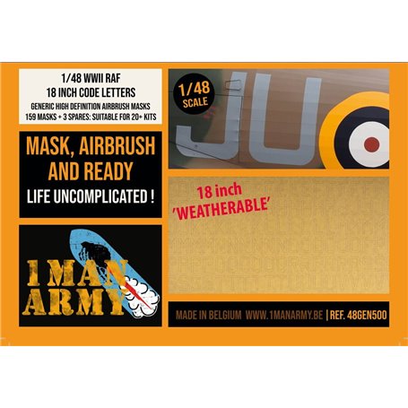 1 Man Army 1:48 Maski WWII RAF 18" CODE LETTERS