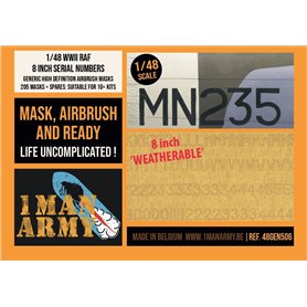 1 Man Army 1:48 Maski WWII RAF 8" SERIAL NUMBERS