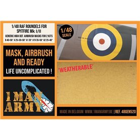 1 Man Army 1:48 Maski RAF ROUNDELS FOR SPITFIRE MK.I/II