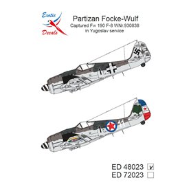 Exotic Decals 1:48 Kalkomanie PARTIZAN FOCKE WULF CAPTURED FW-190 F-8 IN YUGOSLAV SERVICE