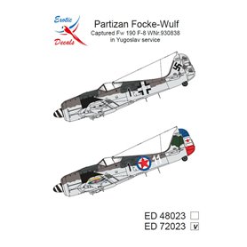 Exotic Decals 1:72 Kalkomanie PARTIZAN FOCKE WULF CAPTURED FW-190 F-8 IN YUGOSLAV SERVICE