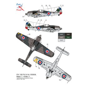 Exotic Decals 1:72 Kalkomanie PARTIZAN FOCKE WULF CAPTURED FW-190 F-8 IN YUGOSLAV SERVICE