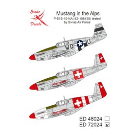 Exotic Decals 1:72 Kalkomanie MUSTANG IN THE ALPS P-51B-10-NA TESTED BY SWISS AIR FORCE