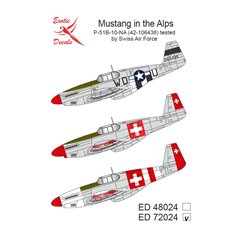 Exotic Decals 1:72 Kalkomanie MUSTANG IN THE ALPS P-51B-10-NA TESTED BY SWISS AIR FORCE