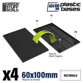 Green Stuff World Podstawki plastikowe prostokątne PLASTIC RECTANGULAR BASES - 60mm x 100mm - 4szt.