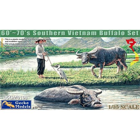 Gecko Models 35GM0108 60'-70's Southern Vietnam Buffalo Set