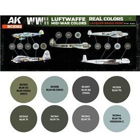 AK Interactive REAL COLORS RCS-102 Zestaw WWII LUFTWAFFE MID-WAR COLORS